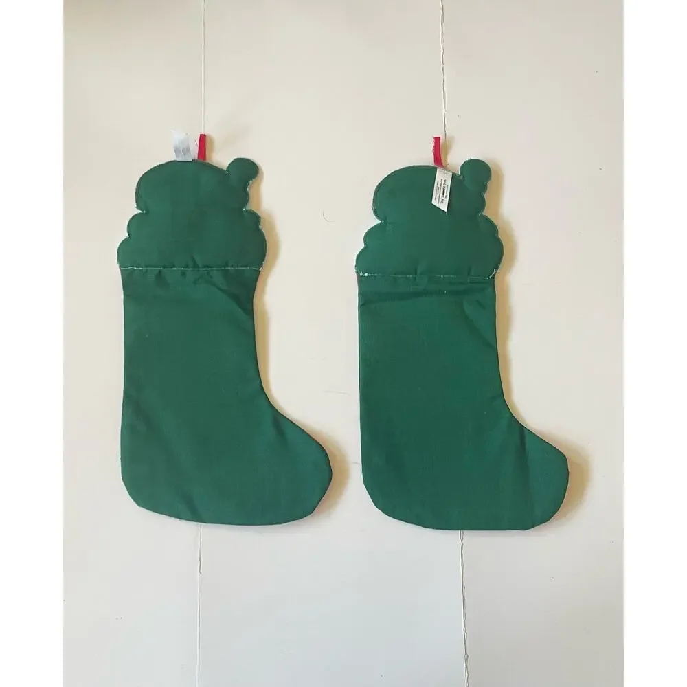 Set of 2 Vintage Christmas Santa Claus Stockings WC imports